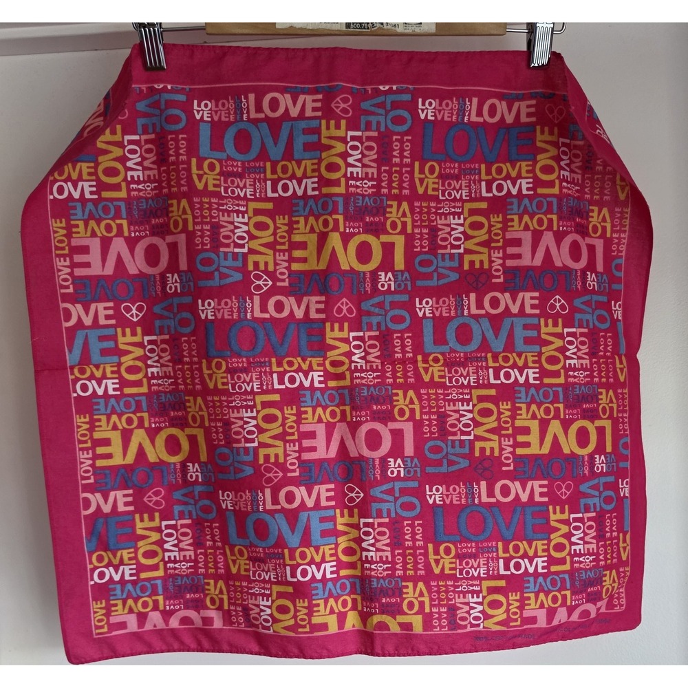 Pink Cotton Bandana Graphic Print Unisex Head Wrap Scarf Neckerchief 20in